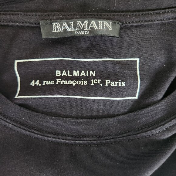 Balmain Paris Black Long Sleeve T-Shirt Size Small 100% Cotton Read Description - Picture 4 of 12
